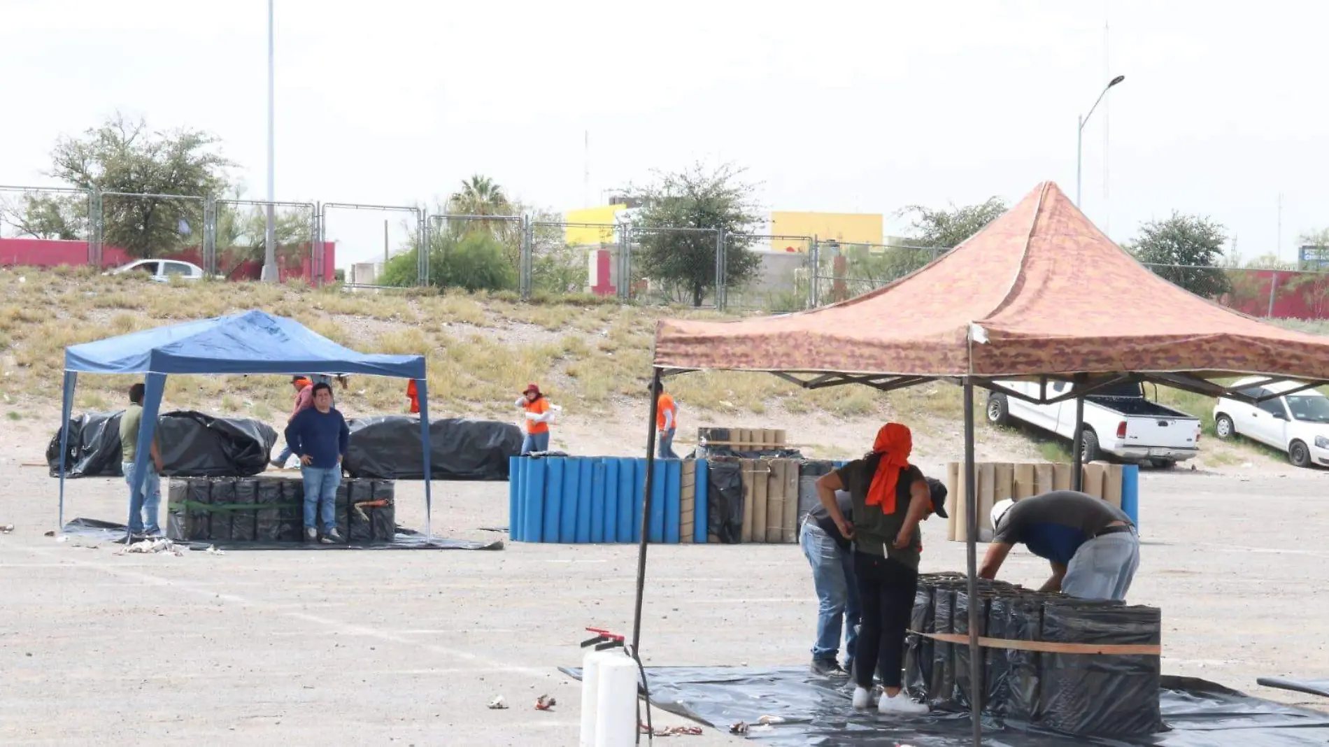 instalación de los fuegos artificiales